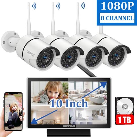 wireless security camera system  monitorohwoai home surveillance cameras system ch nvr