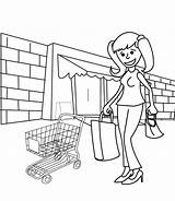 Shopping Coloring Pages Color Cart Printable Getcolorings sketch template