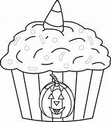 Halloween Coloring Cupcake Pages Kids Cupcakes Birthday Colouring Fall Choose Board Drawing sketch template