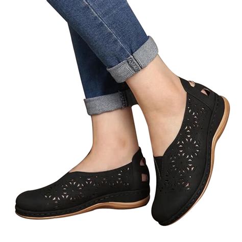 faux leather elastic comfy slip  womens hollow   toe flat