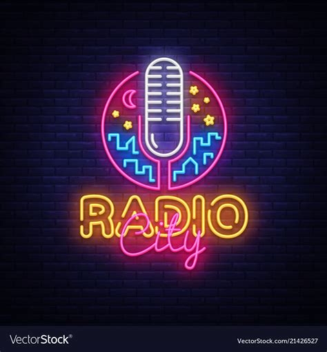 radio neon logo radio city neon sign royalty  vector kulturaupice