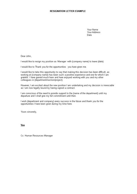 letter  resignation   sample resignation letter
