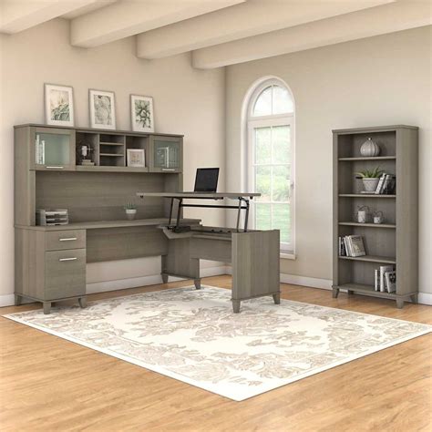 Somerset 72w 3 Position Sit To Stand L Shaped Desk With Hutch And