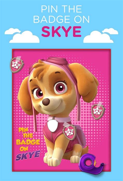 pin the badge on skye party game paw patrol birthday party paw