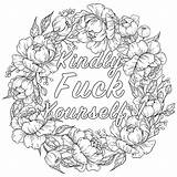 Swear Kindly Curse Trippy Swearing Hippy Colouring Easy Coloringhome Sweary Flowered sketch template
