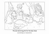Wise Men Gifts Colouring Bring Nativity Activity Pages Village Explore sketch template