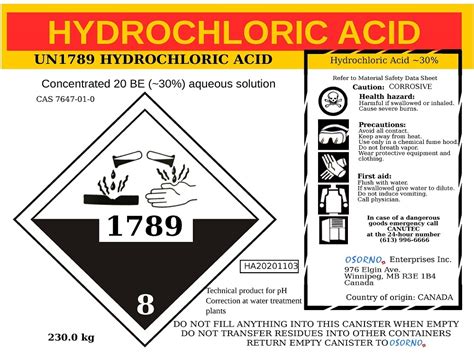 hydrochloric acid hcl  osorno enterprises
