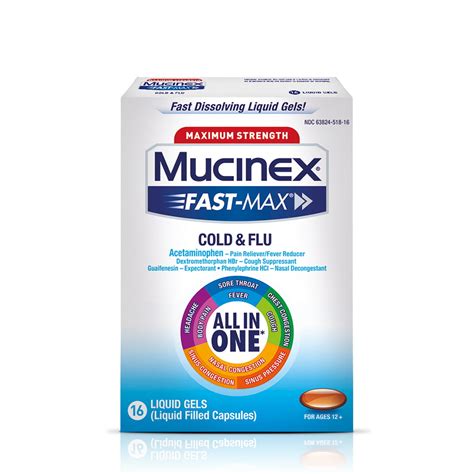 mucinex fast max maximum strength cold flu    multi symptom relief pain reliever