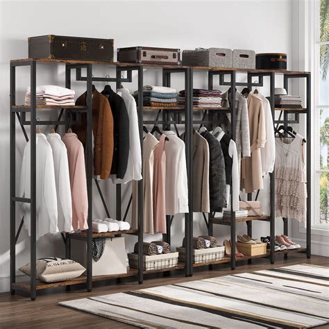 stories freestanding closet organizer systems  shelves open wardrobe closet  hanging