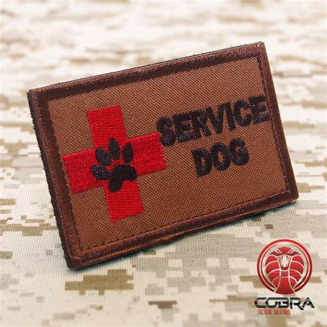 service dog brown  embroidered military patch velcro military airsoft
