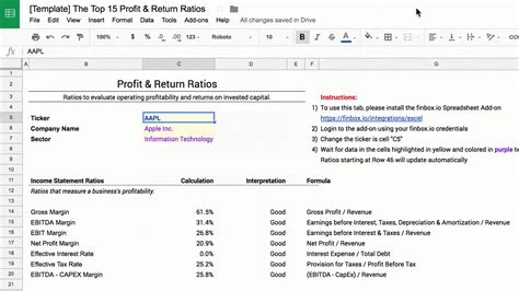 profit return ratios  investor    profit margin calculator excel