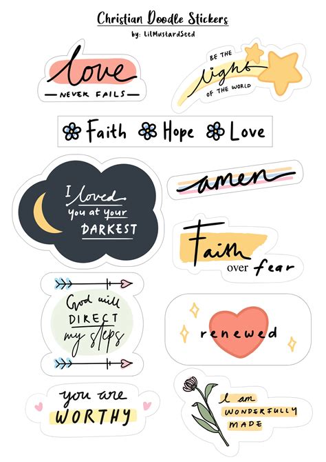 printable christian doodle stickers cute aesthetic bible etsy bible