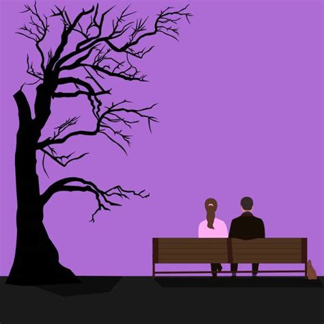 background of the back woman sitting alone park bench illustrations