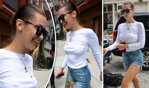 bella hadid flashes nipples as she ditches bra yet again