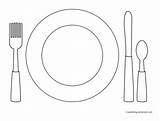 Table Coloring Setting Place Kids Food Pages Foods Mat Favorite Settings Activity Sheet Plate Knife Template Fork Spoon Printable Set sketch template