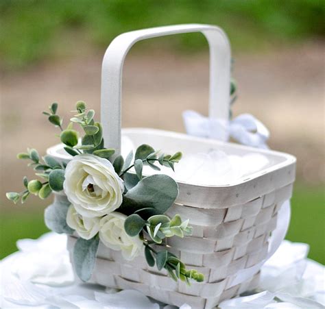flower girl basket white willow basket flower girl basket  ring