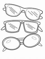 Coloring Pages Eyeglasses Three Type Kids Color Sunglasses Worksheets Play Kindergarten Summer sketch template