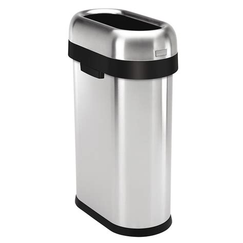 simplehuman stainless steel 13 gal slim open trash can the container