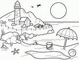Coloring Beach Printable Pages Sheets Print Shore Lighthouse sketch template