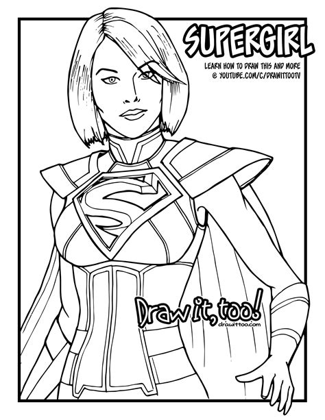supergirl coloring page supergirl drawing  getdrawings