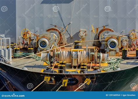 equipment  forecastle deck  ship stock photo image  brake