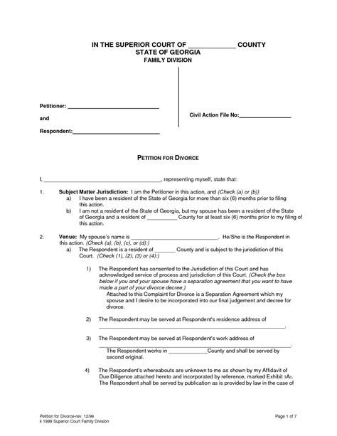 printable divorce papers sc tutoreorg master  documents  south