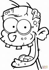 Zombie Coloring Pages Head Cartoon Drawing Walking Printable Games sketch template
