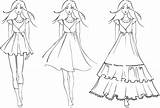 Coloring Pages Fashion Model Dress Drawing Easy Sketches Girls Dresses Sketch Kids Print Printable Barbie Sheets Color Template Woman Girl sketch template