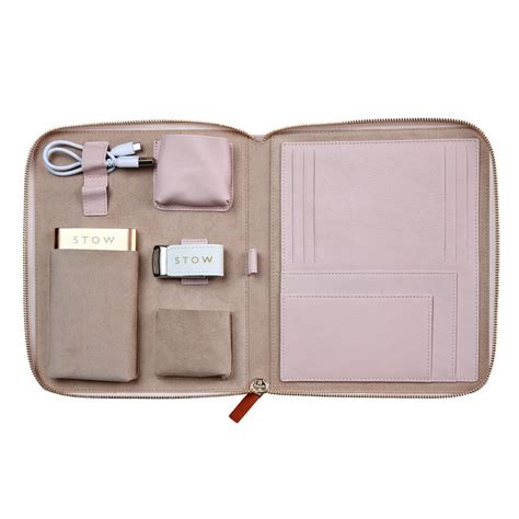 personalised luxury leather travel tech case    stow notonthehighstreetcom