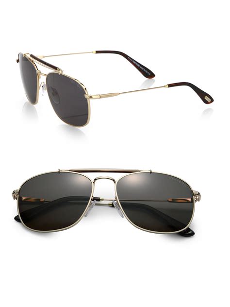 tom ford marlon metal aviator sunglasses in gold metallic