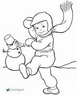 Coloring Winter Pages Snowball Snowman sketch template