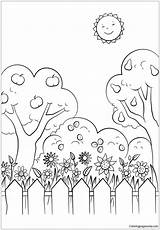 Garden Pages Beautiful Coloring Gardens Seasons Nature Kids sketch template