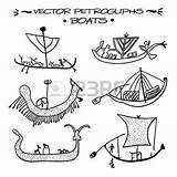 Tribal Caves Coloring Designlooter Cave Petroglyphs Samples Boats Various Illustration Vector sketch template