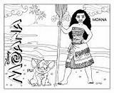 Moana Coloring Pages Disney Printable Tui Sina Pig Waialiki Pui Princess sketch template