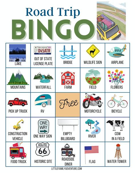 road trip    car bingo printable cards