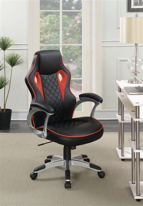upholstered office chair black and red coaster fine furnit