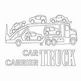Truck Coloring Pages Car Carrier Printable Trucks Big Construction Bulldozer sketch template