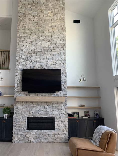 berkshire buff estate stone fireplace high ceiling realstone systems