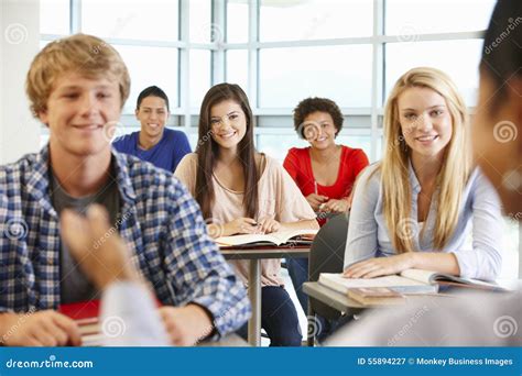 multi racial teenage pupils in class stock image image of attention