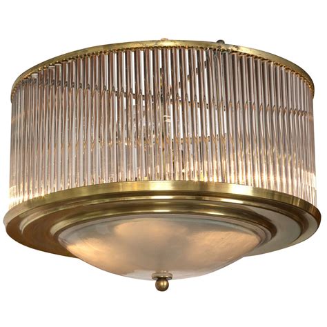 Larger Vintage Brass Straw Ceiling Fixture Stamped Venini 2 Available