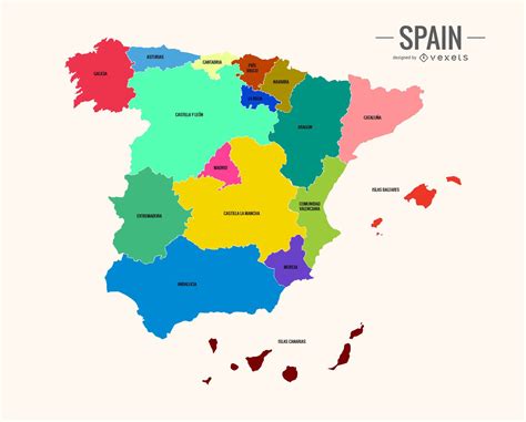 colorful spain map vector