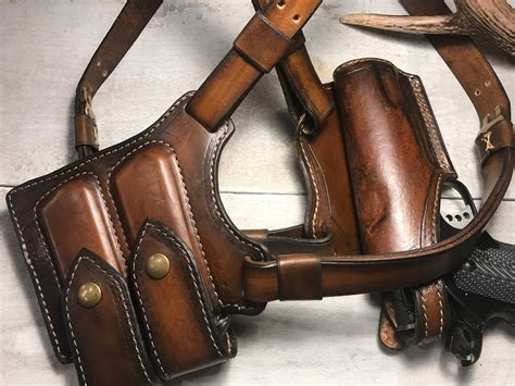 initials handmade customizable leather  pistol shoulder