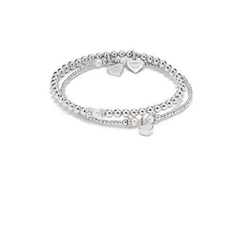 pearly silver bracelet stack 17cm annie haak designs