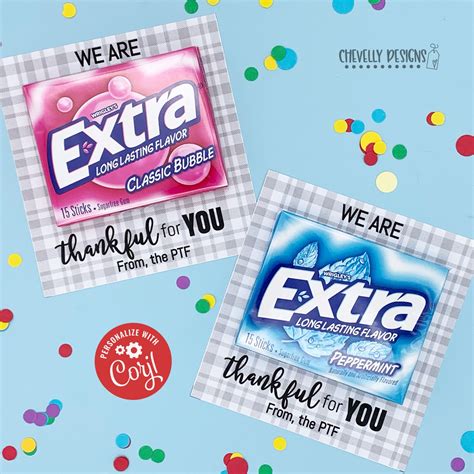 editable   extra thankful   gum gift tags printable