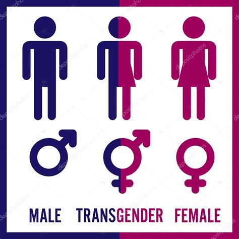 Transgender Male Set Of Symbols Isolated On White