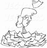 Paperwork Pile Outlined Toonaday sketch template