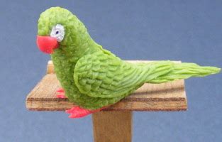 dolls house miniature large parrots