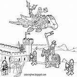 Castle Medieval Getcolorings Knights Nexo sketch template