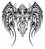 Wings Coloring Pages Cross Getcolorings Magnificent Angel sketch template