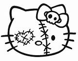 Coloring Kitty Halloween Hello Zombie Head Pages Kat Print Comments Coloringhome Decal sketch template